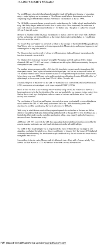 Product picture HOLDEN MONARO - HK HT HG HQ HJ HX HZ - RESTORATION MANUAL - ( HOLDEN MONARO HK ONWARDS CD INC GTS HQ HJ HX HZ VZ CV8Z )